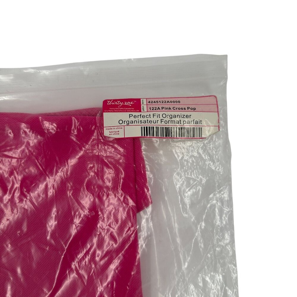 NWT Thirty-One Perfect Fit Organizer Pink Cross Pop Zippered Storage Solution